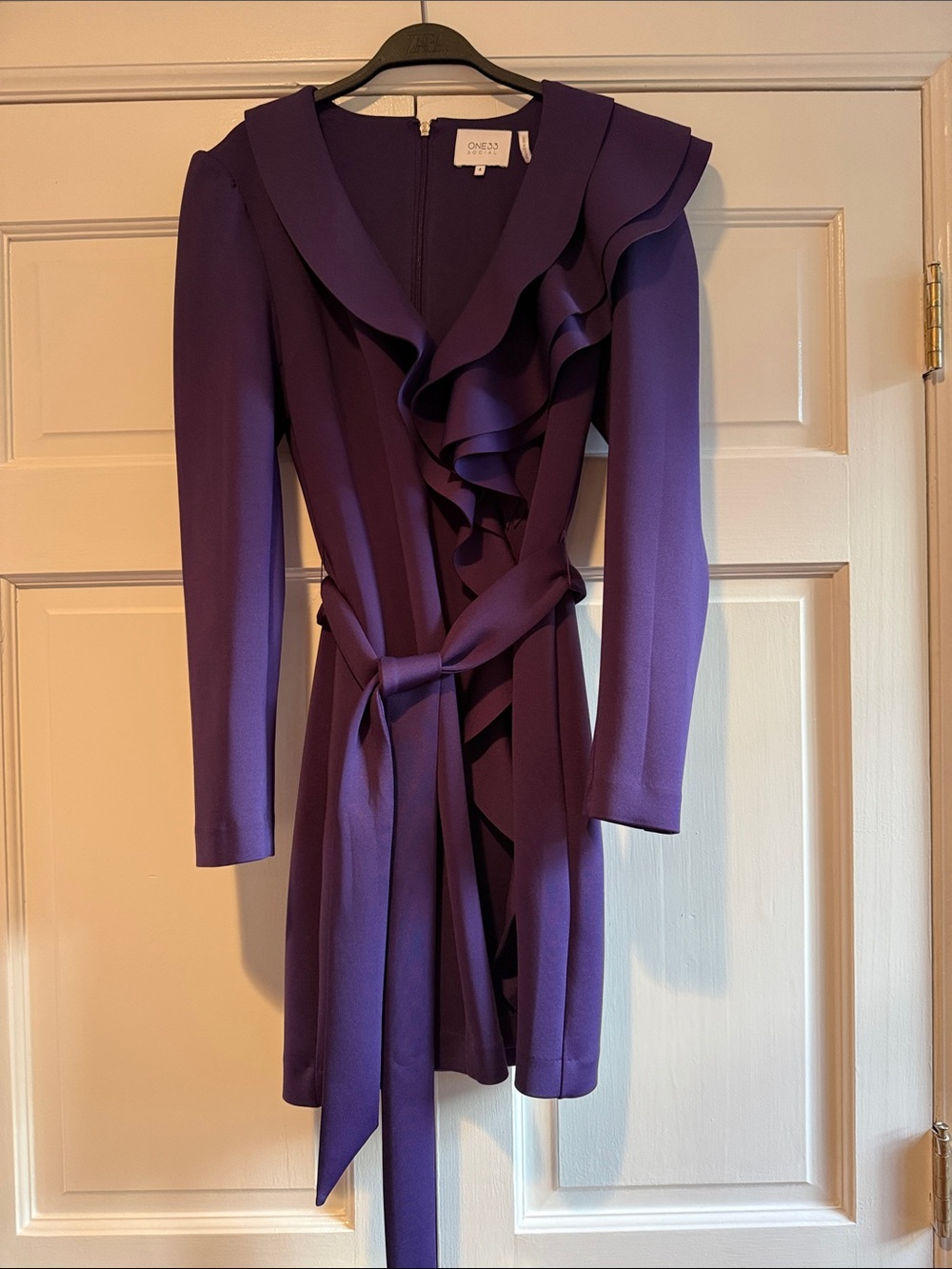One 33 Social Purple Ruffle Sheath Dress